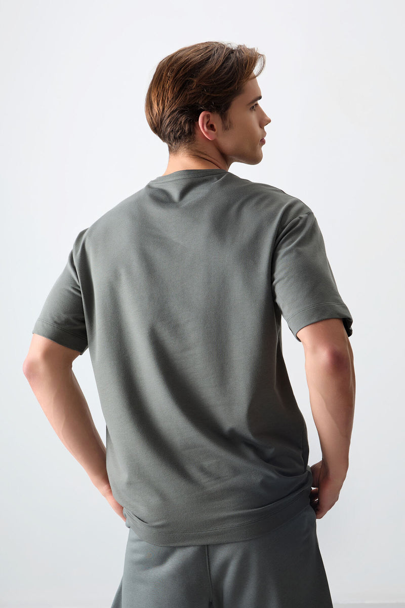 T-shirt Homme Basique Oversize en Coton Épais et Doux