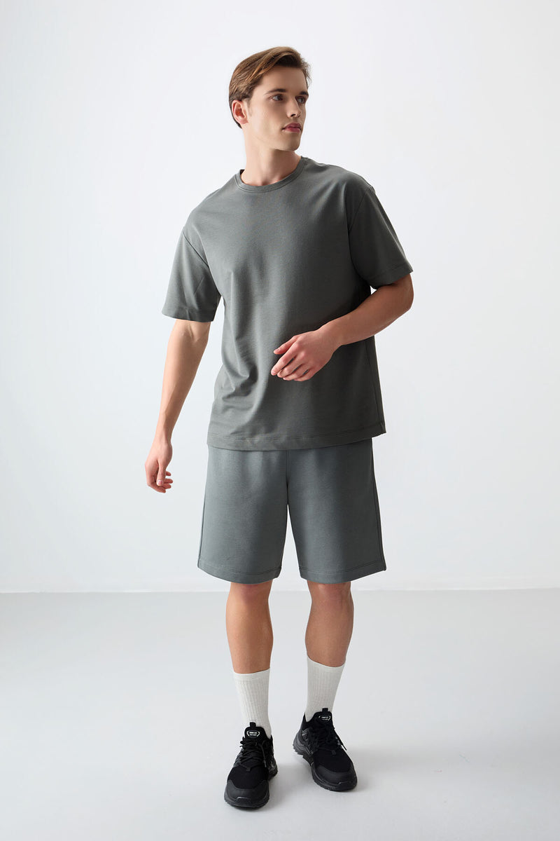 T-shirt Homme Basique Oversize en Coton Épais et Doux