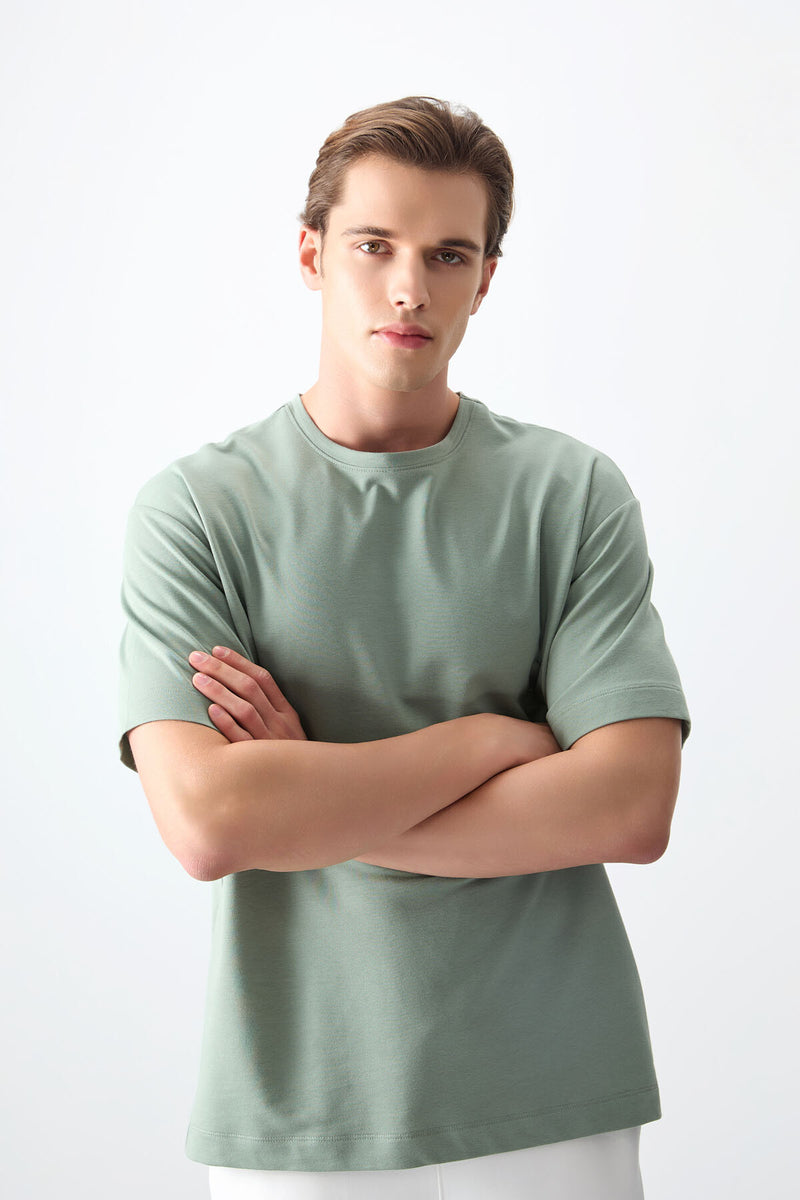 T-shirt Homme Basique Oversize en Coton Épais et Doux