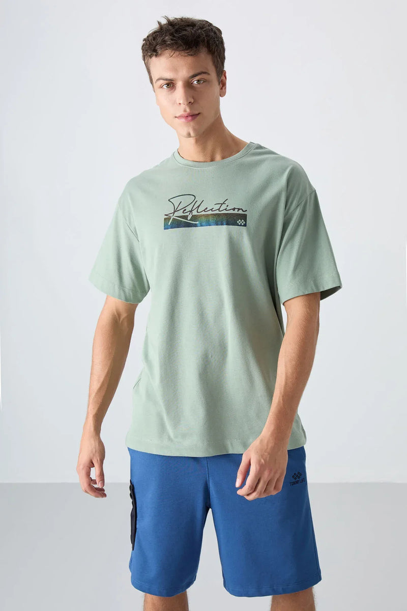 T-shirt homme oversize en coton épais avec imprimé - 88334