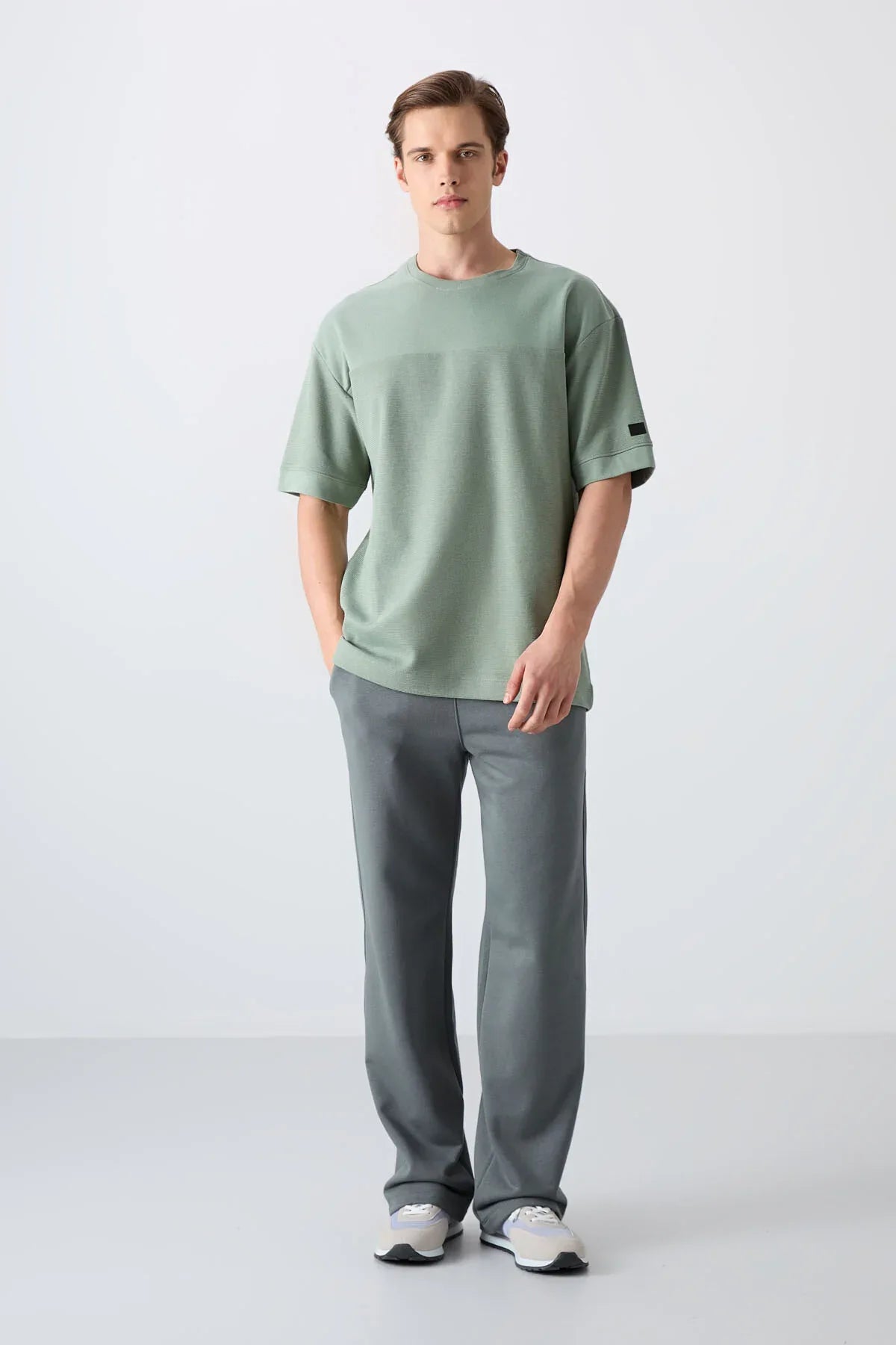 T-shirt homme oversize basic en coton épais à texture marquée - 88340 - Justyol