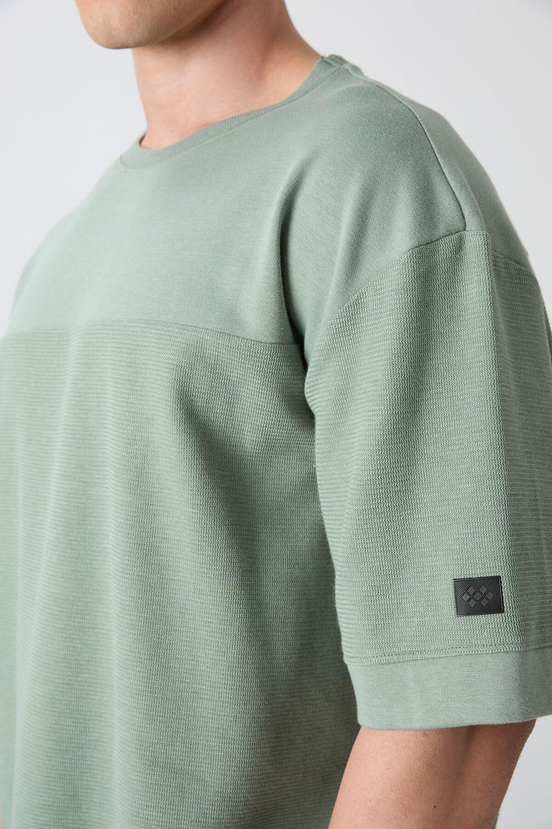 T-shirt homme oversize basic en coton épais à texture marquée - 88340