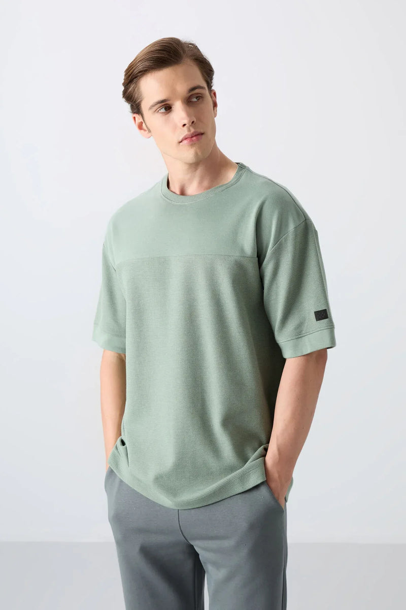 T-shirt homme oversize basic en coton épais à texture marquée - 88340