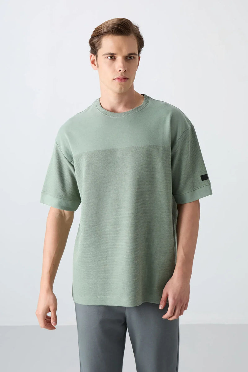 T-shirt homme oversize basic en coton épais à texture marquée - 88340
