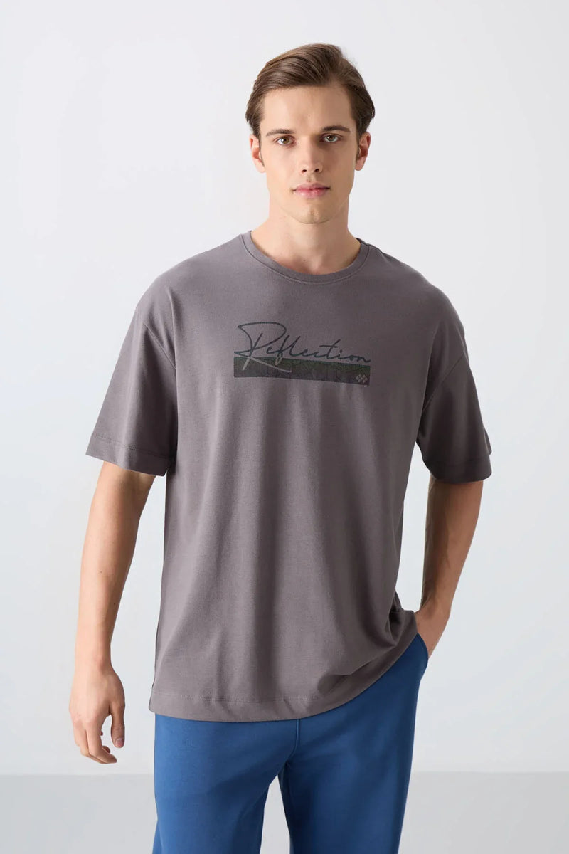 T-shirt homme oversize en coton épais avec imprimé - 88334