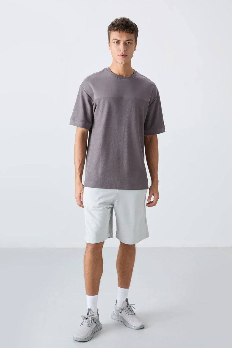 T-shirt homme oversize basic en coton épais à texture marquée - 88340