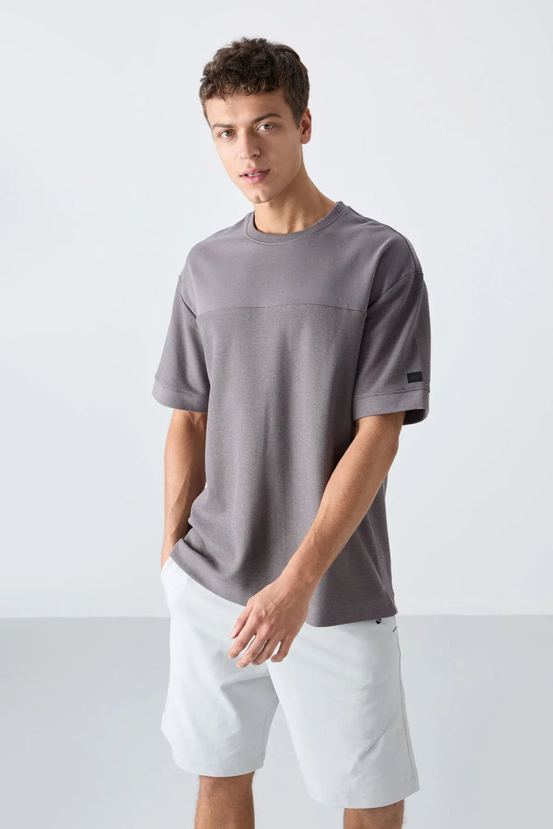 T-shirt homme oversize basic en coton épais à texture marquée - 88340