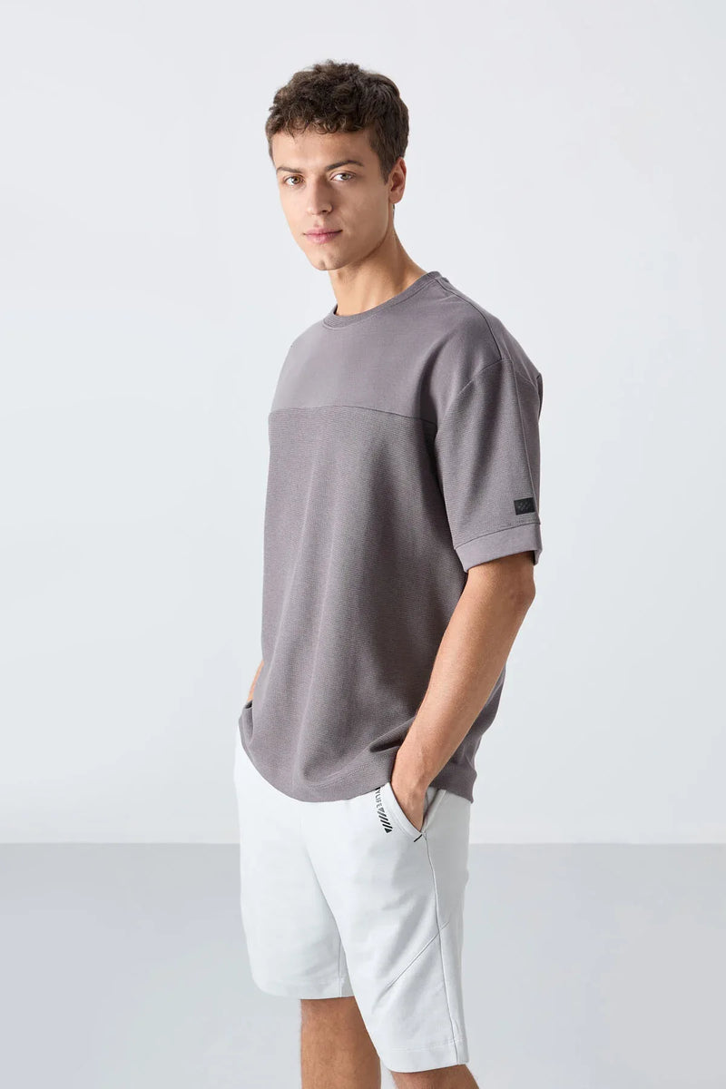 T-shirt homme oversize basic en coton épais à texture marquée - 88340