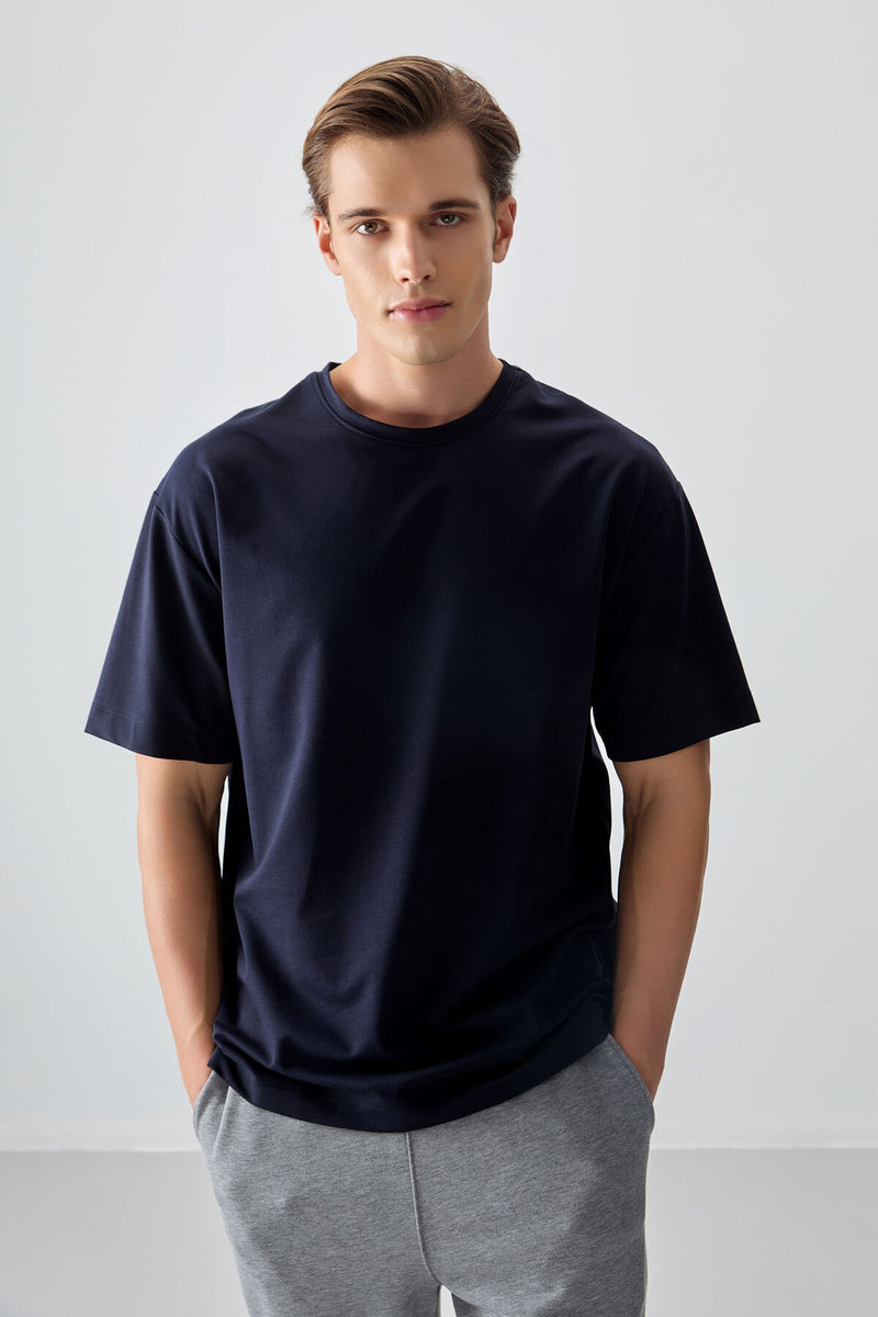 T-shirt Homme Basique Oversize en Coton Épais et Doux