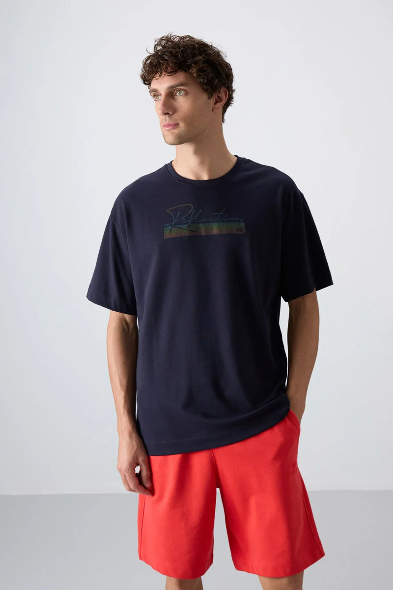 T-shirt homme oversize en coton épais avec imprimé - 88334