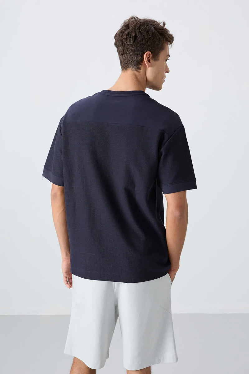 T-shirt homme oversize basic en coton épais à texture marquée - 88340