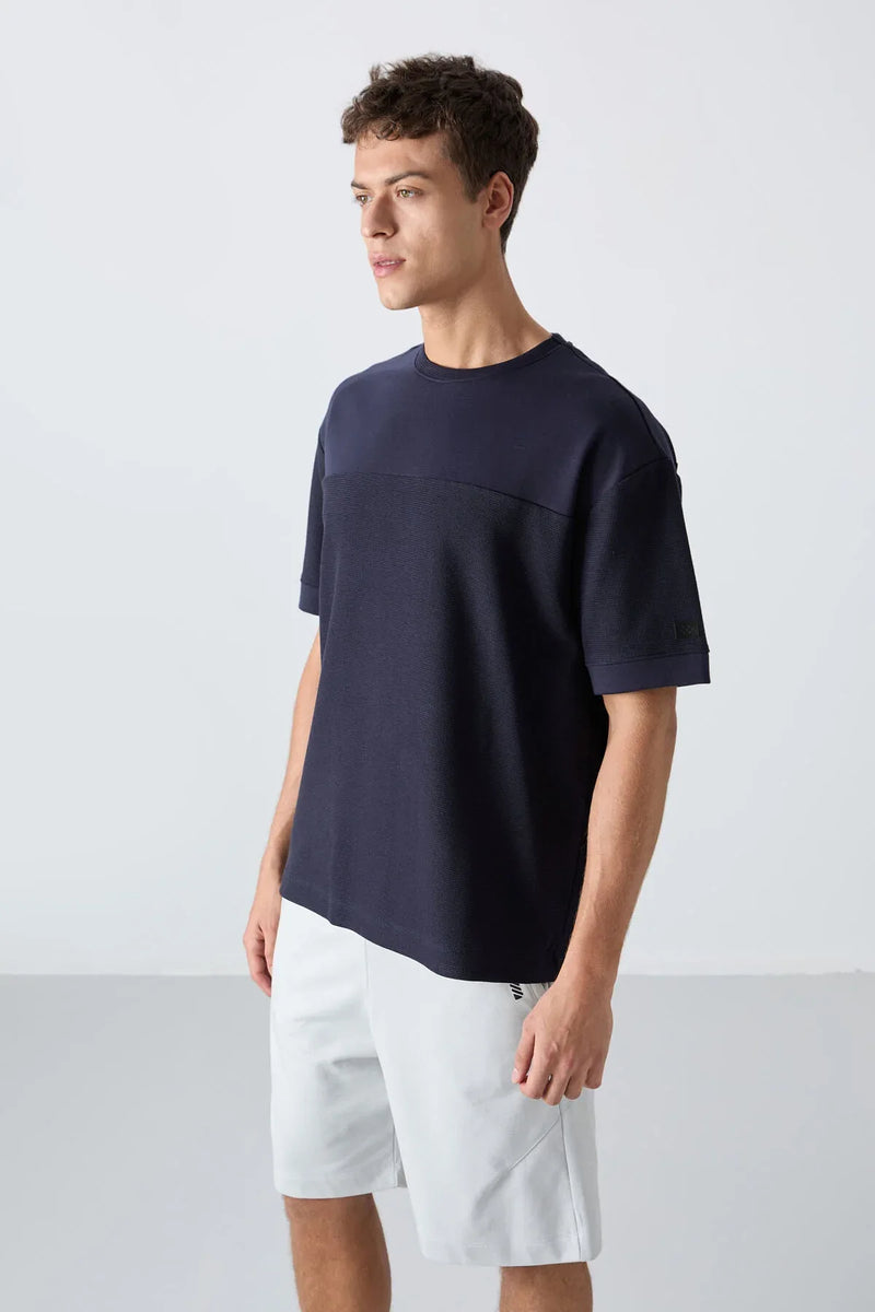 T-shirt homme oversize basic en coton épais à texture marquée - 88340