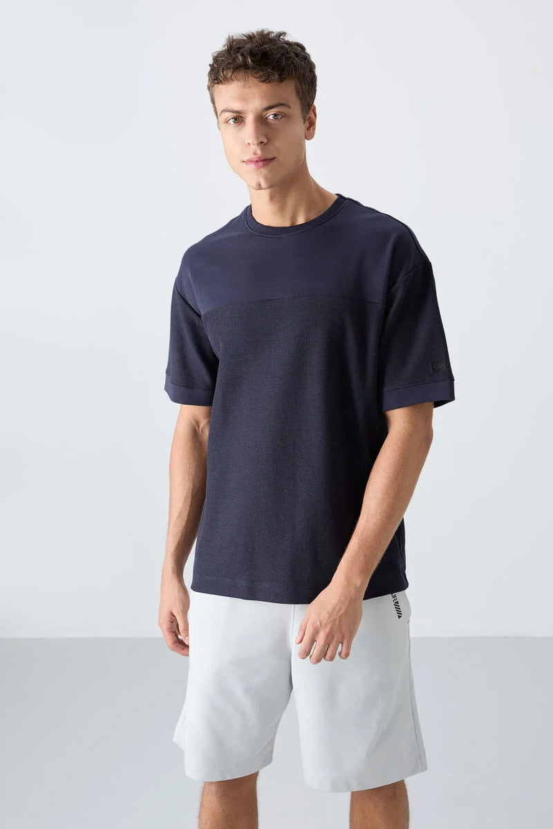 T-shirt homme oversize basic en coton épais à texture marquée - 88340