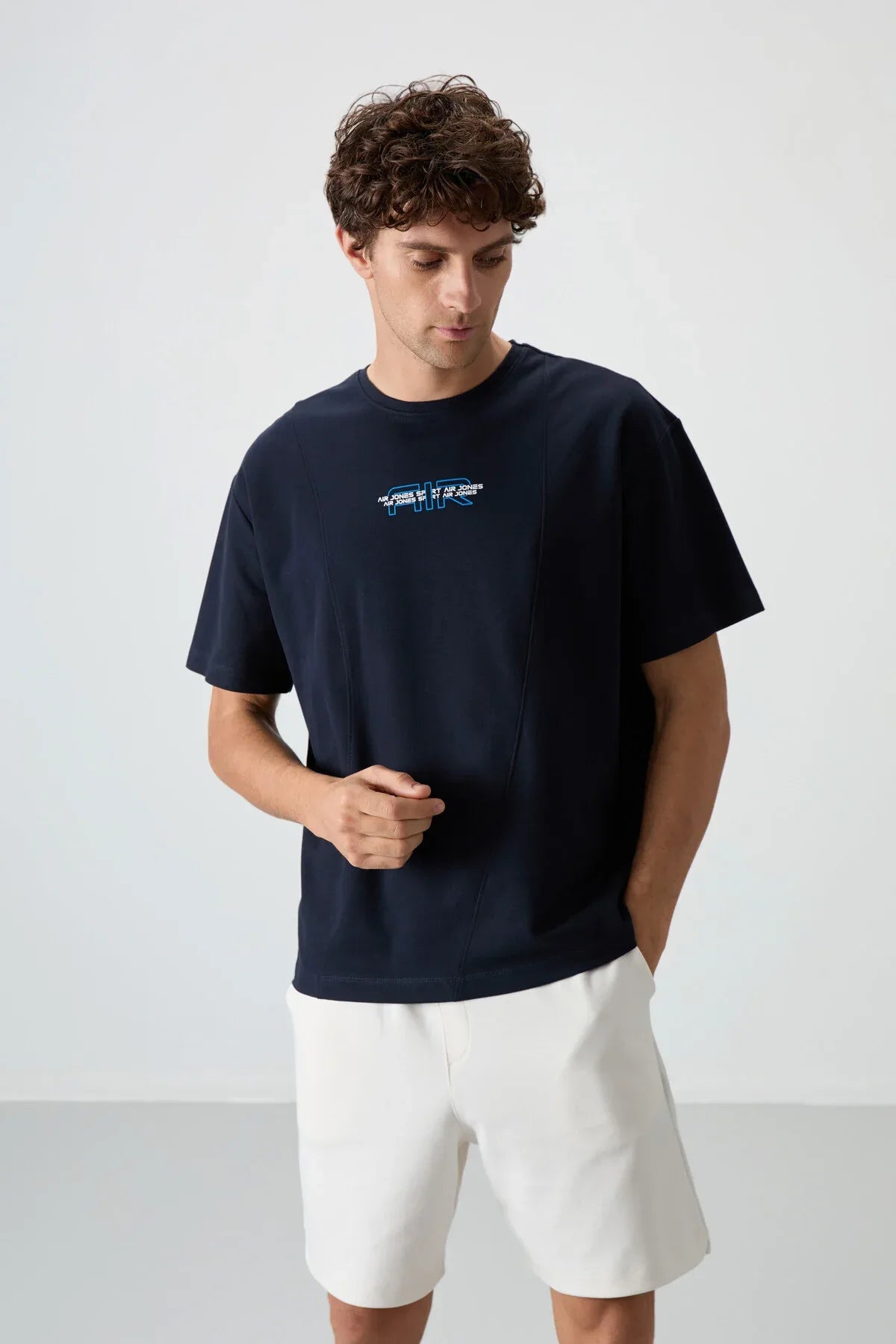 T-shirt homme oversize imprimé en coton épais texturé - Justyol