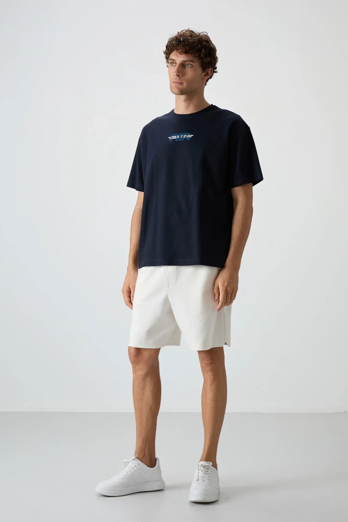 T-shirt homme oversize imprimé en coton épais texturé - Justyol