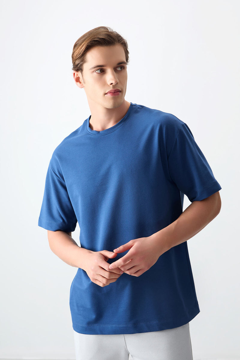 T-shirt Homme Basique Oversize en Coton Épais et Doux