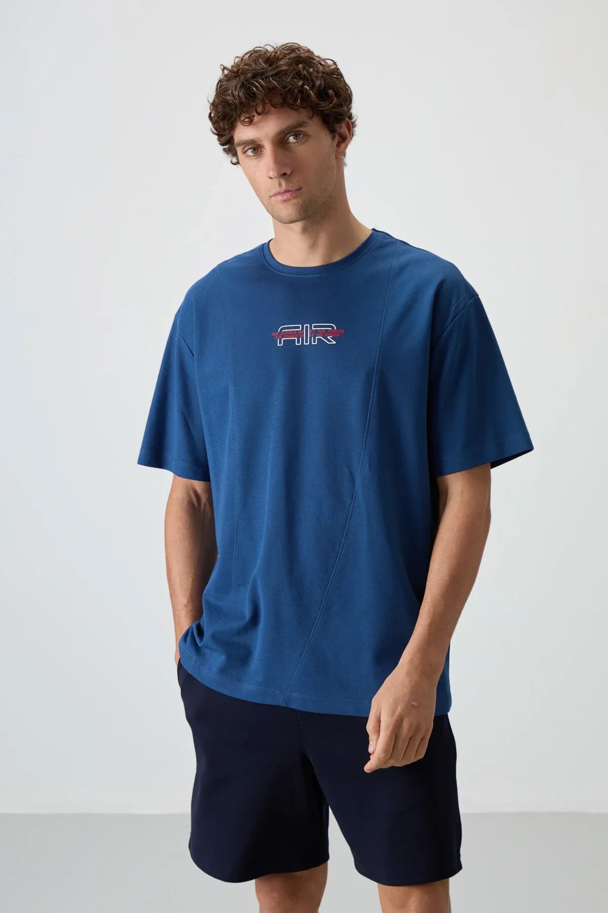 T-shirt homme oversize imprimé en coton épais texturé - Justyol