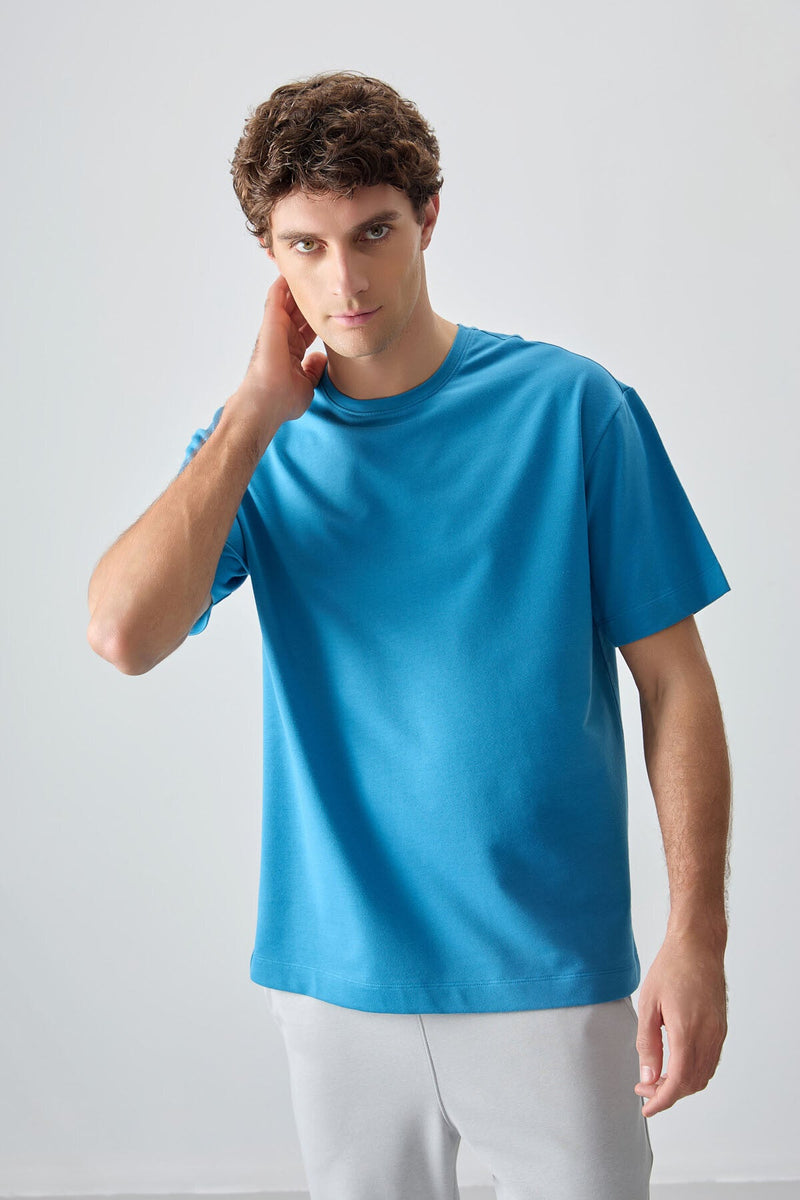 T-shirt Homme Basique Oversize en Coton Épais et Doux