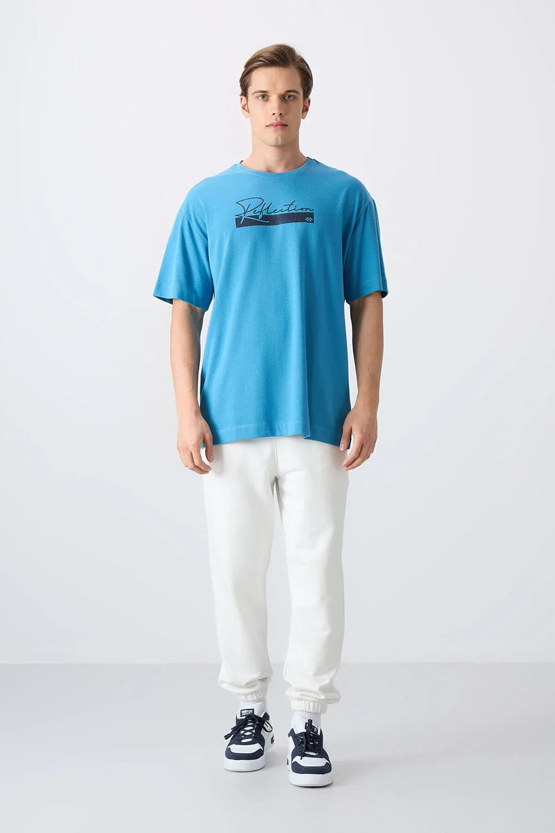 T-shirt homme oversize en coton épais avec imprimé - 88334