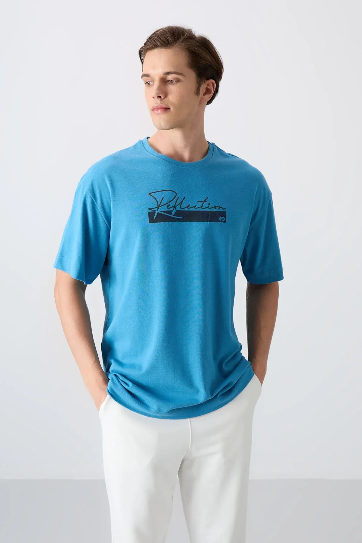 T-shirt homme oversize en coton épais avec imprimé - 88334 - Justyol
