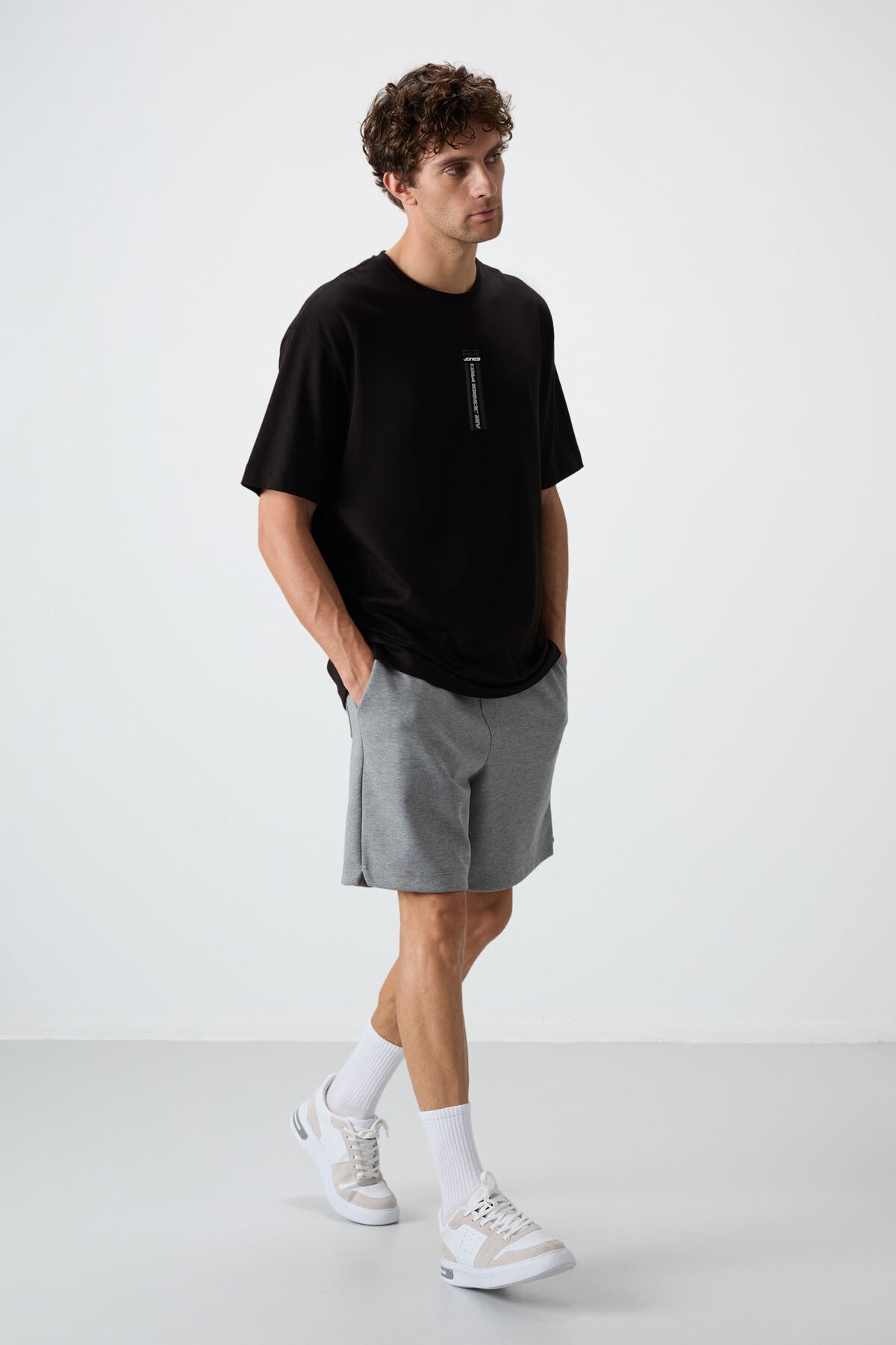%100 pamuk kalin yumuşak dokulu oversize fit baskili erkek t-shirt - 88360 - Justyol