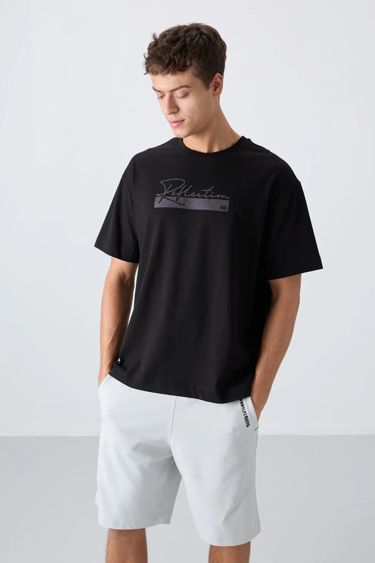 T-shirt homme oversize en coton épais avec imprimé - 88334 - Justyol