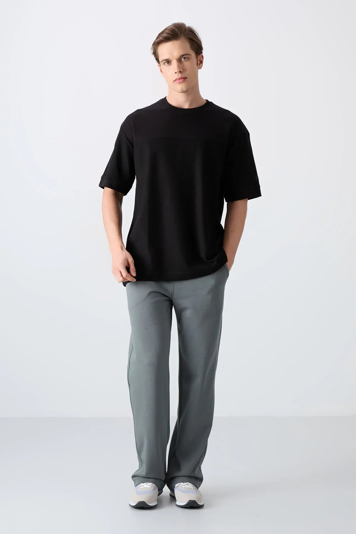 T-shirt homme oversize basic en coton épais à texture marquée - 88340 - Justyol