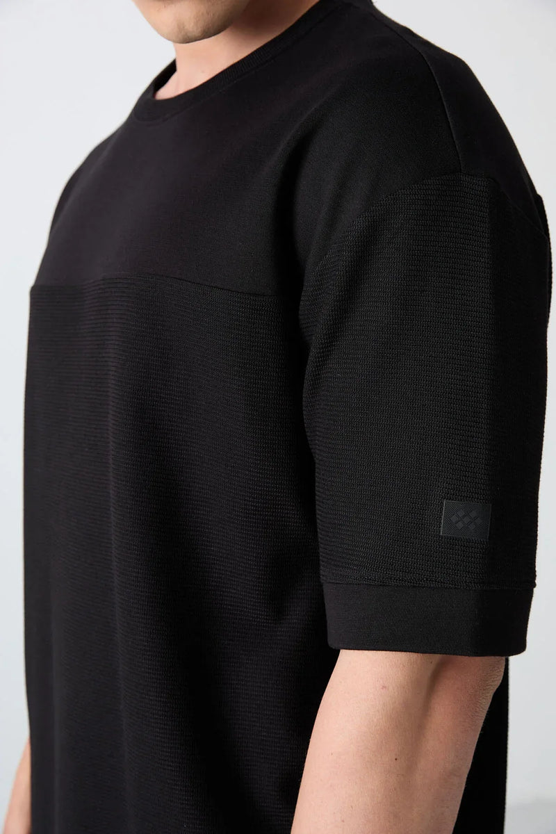 T-shirt homme oversize basic en coton épais à texture marquée - 88340