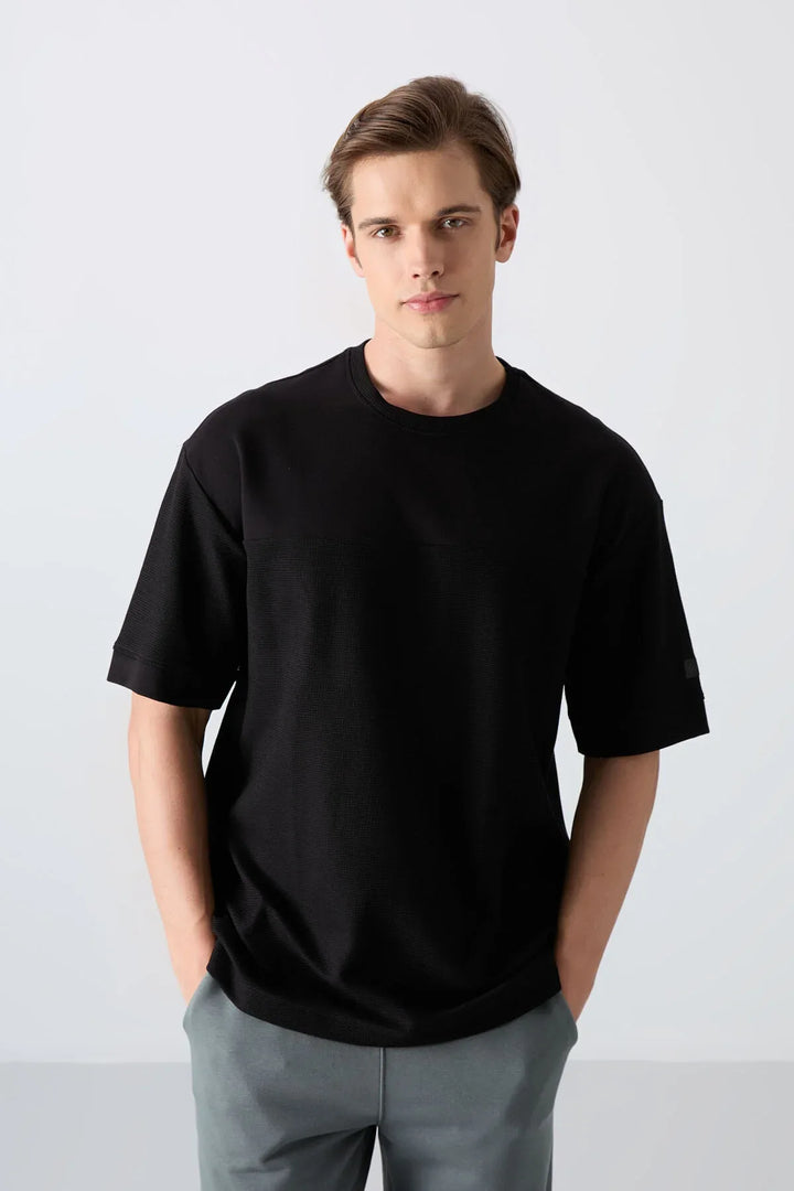 T-shirt homme oversize basic en coton épais à texture marquée - 88340
