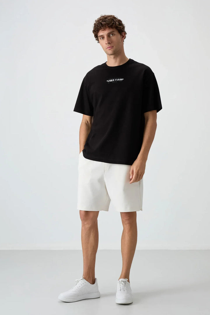 T-shirt homme oversize imprimé en coton épais texturé
