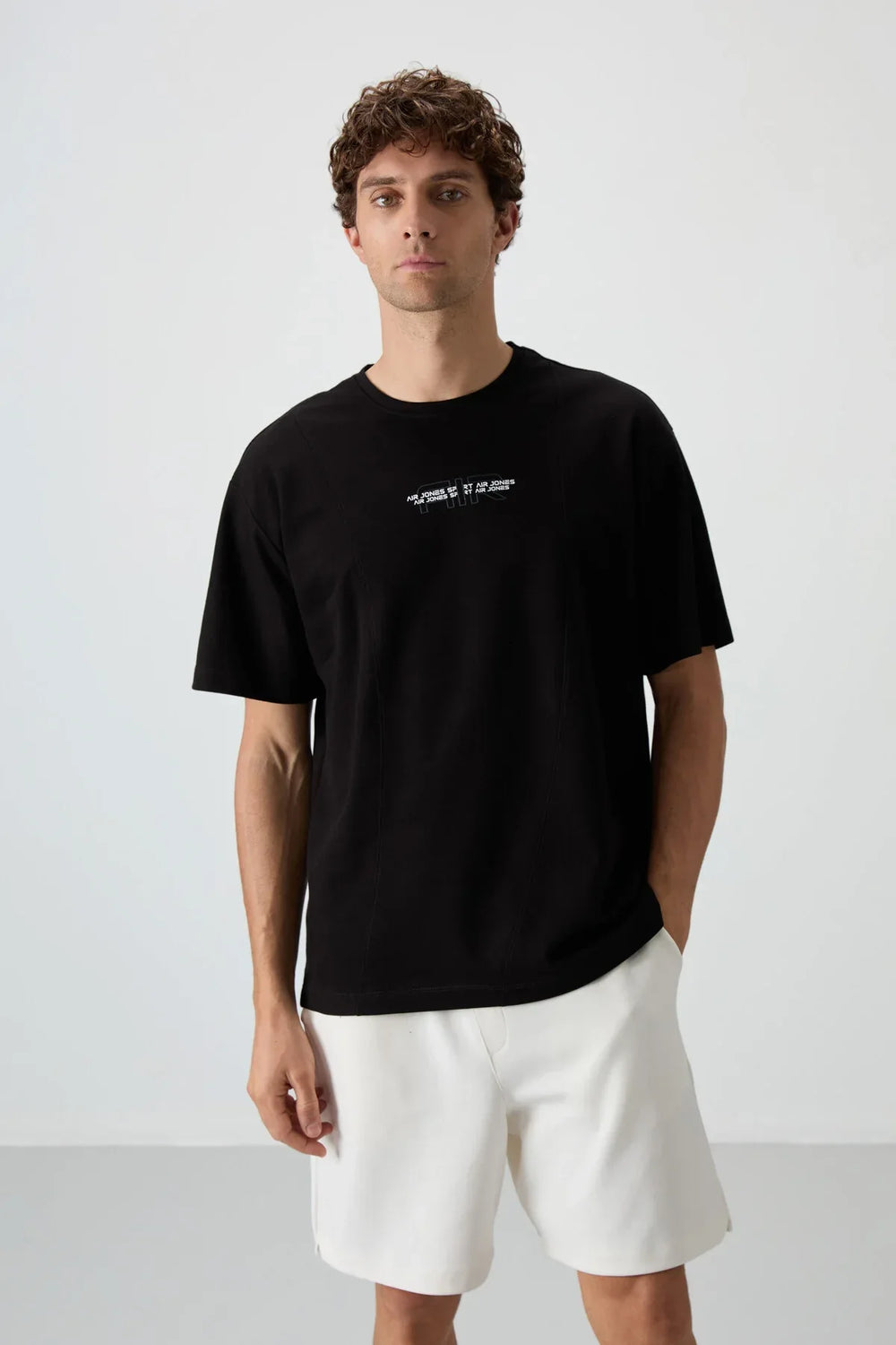 T-shirt homme oversize imprimé en coton épais texturé