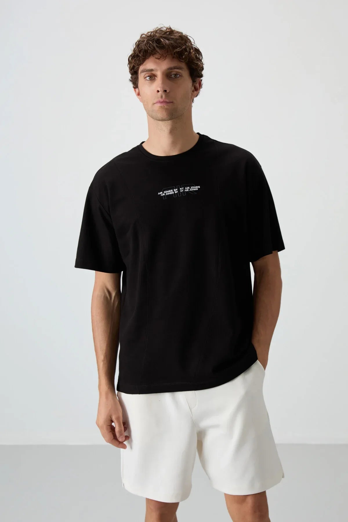 T-shirt homme oversize imprimé en coton épais texturé - Justyol
