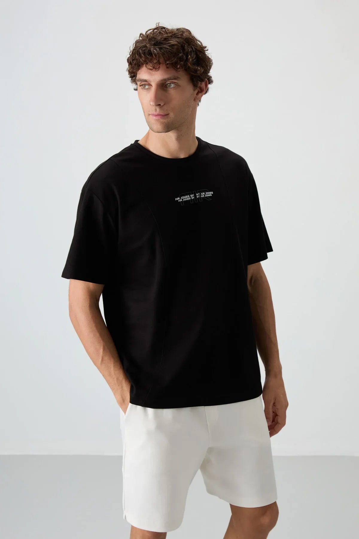 T-shirt homme oversize imprimé en coton épais texturé - Justyol