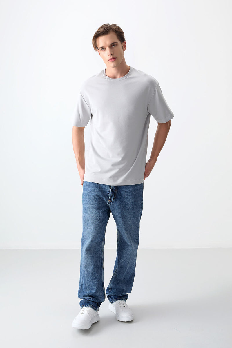 T-shirt Homme Basique Oversize en Coton Épais et Doux