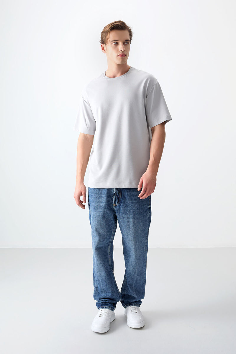 T-shirt Homme Basique Oversize en Coton Épais et Doux