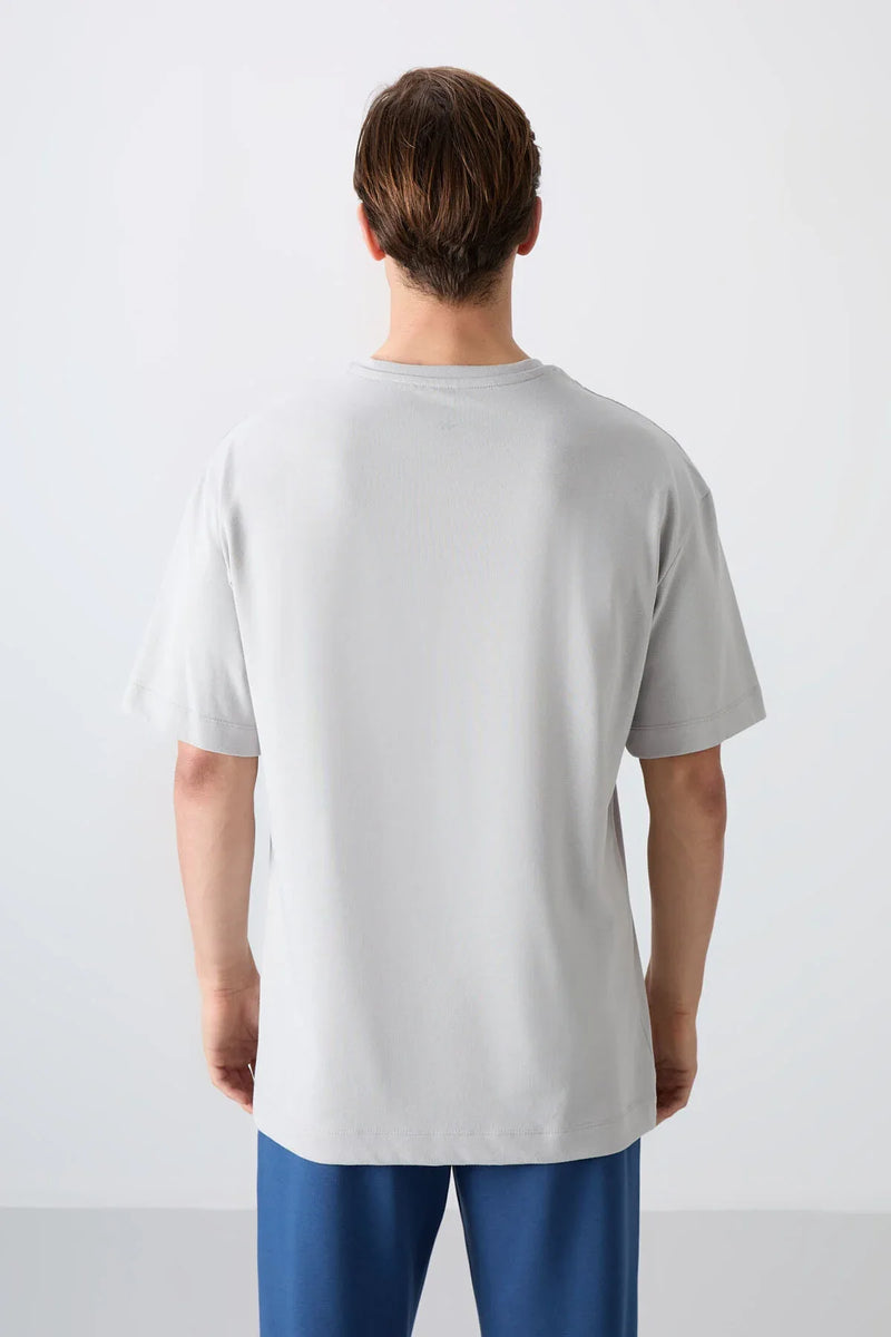 T-shirt homme oversize en coton épais avec imprimé - 88334