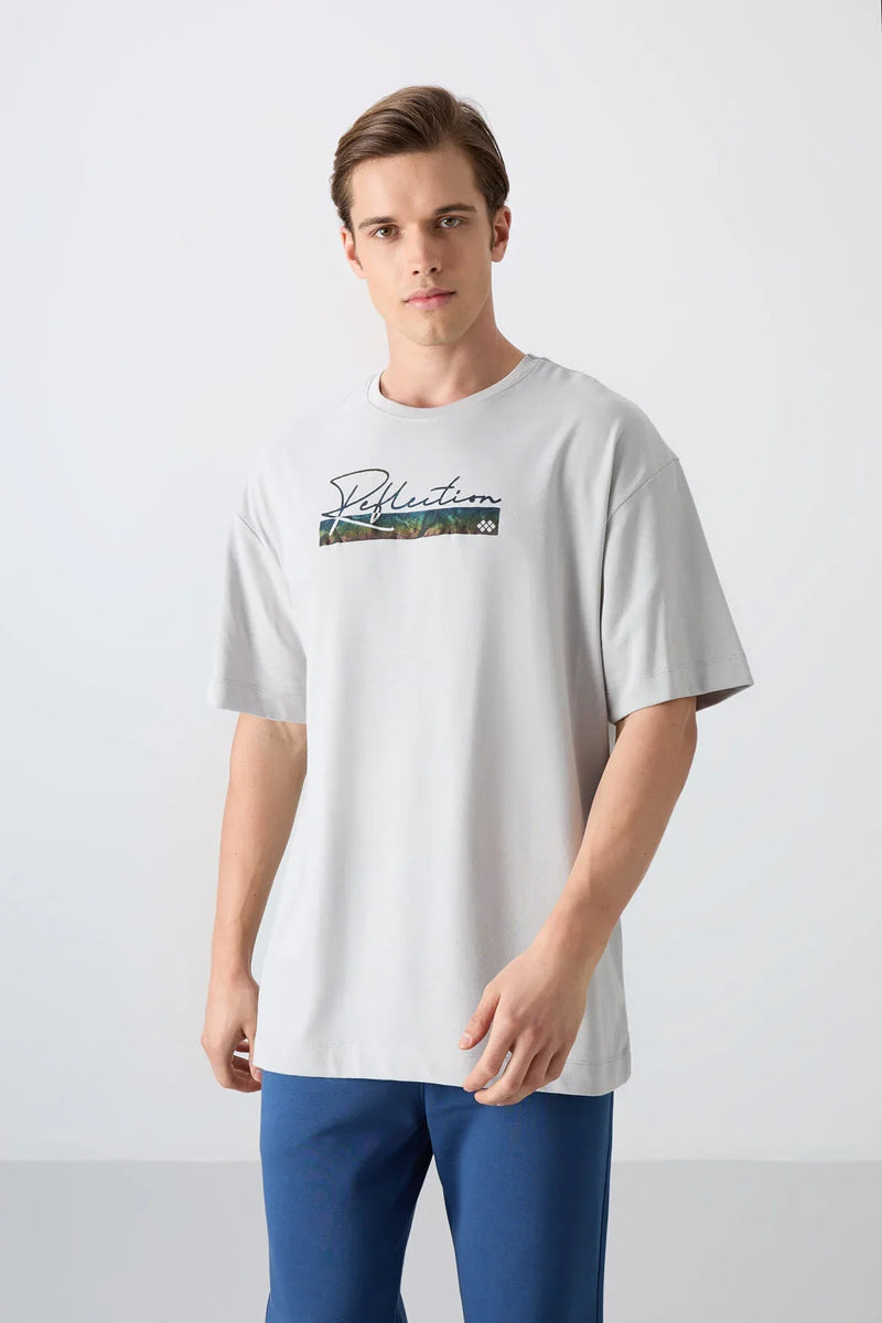 T-shirt homme oversize en coton épais avec imprimé - 88334
