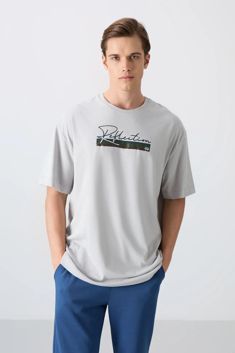 T-shirt homme oversize en coton épais avec imprimé - 88334