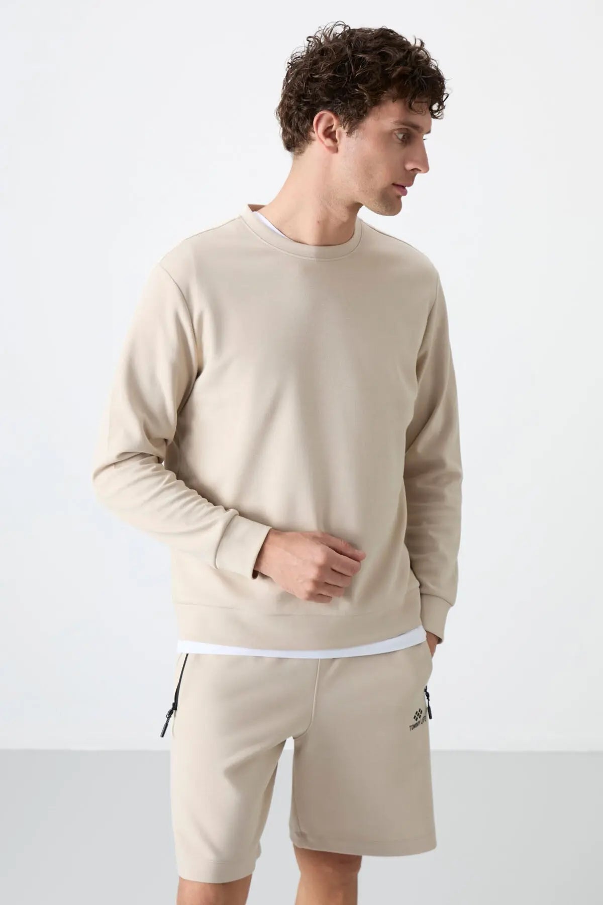 basic o yaka rahat form erkek sweatshirt - 88053 - Justyol