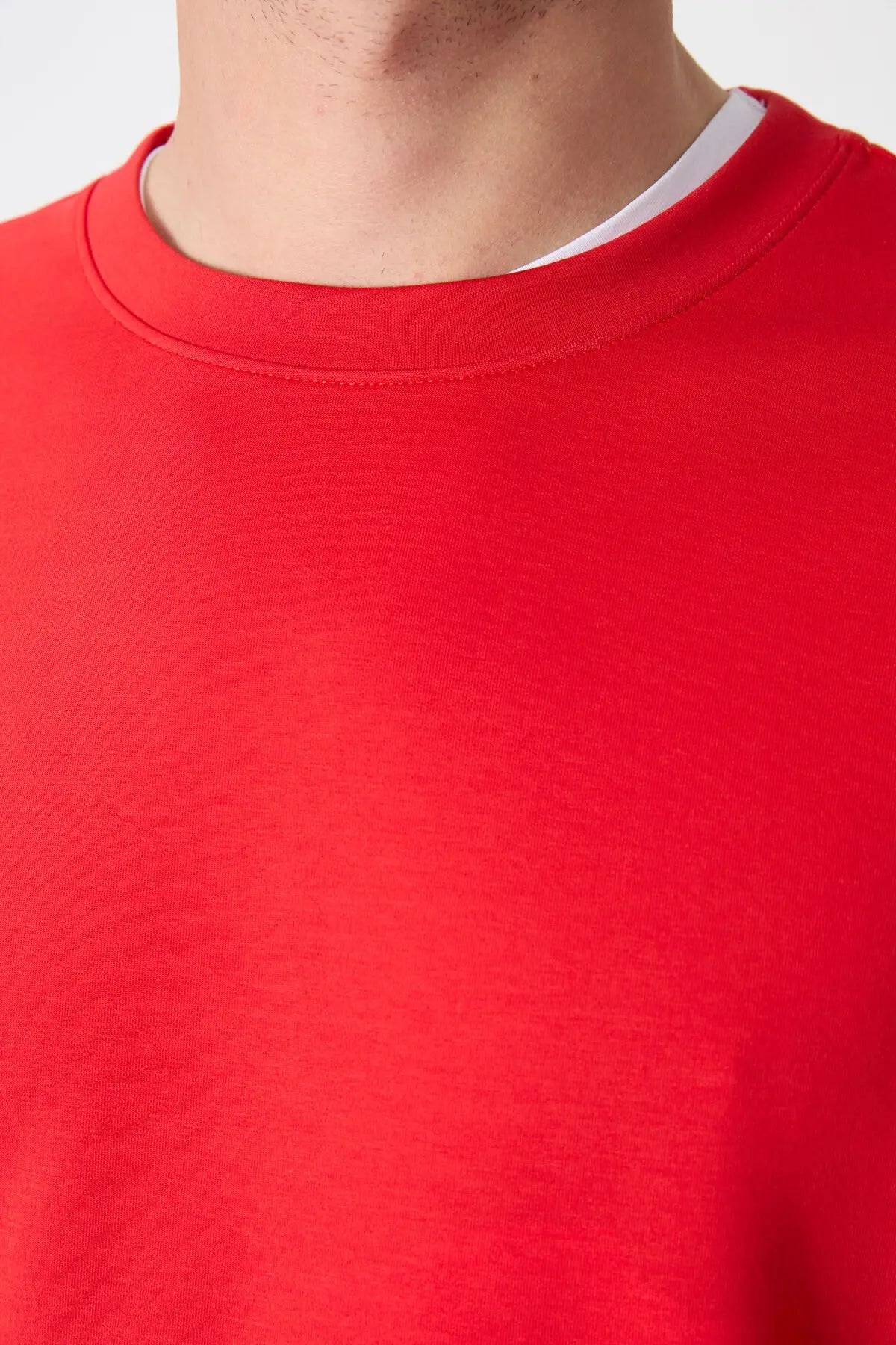 basic o yaka rahat form erkek sweatshirt - 88053 - Justyol