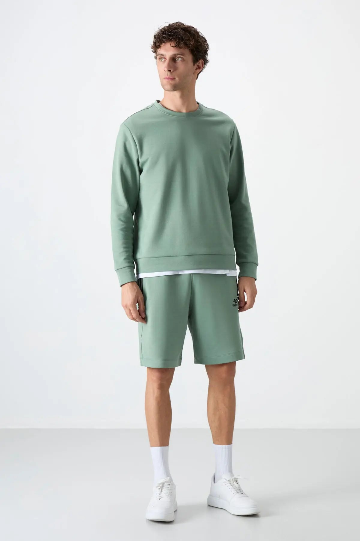 basic o yaka rahat form erkek sweatshirt - 88053 - Justyol