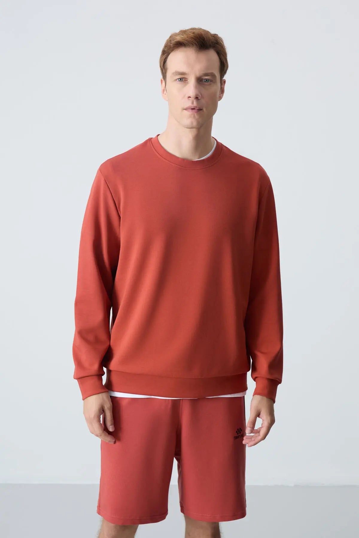 basic o yaka rahat form erkek sweatshirt - 88053 - Justyol