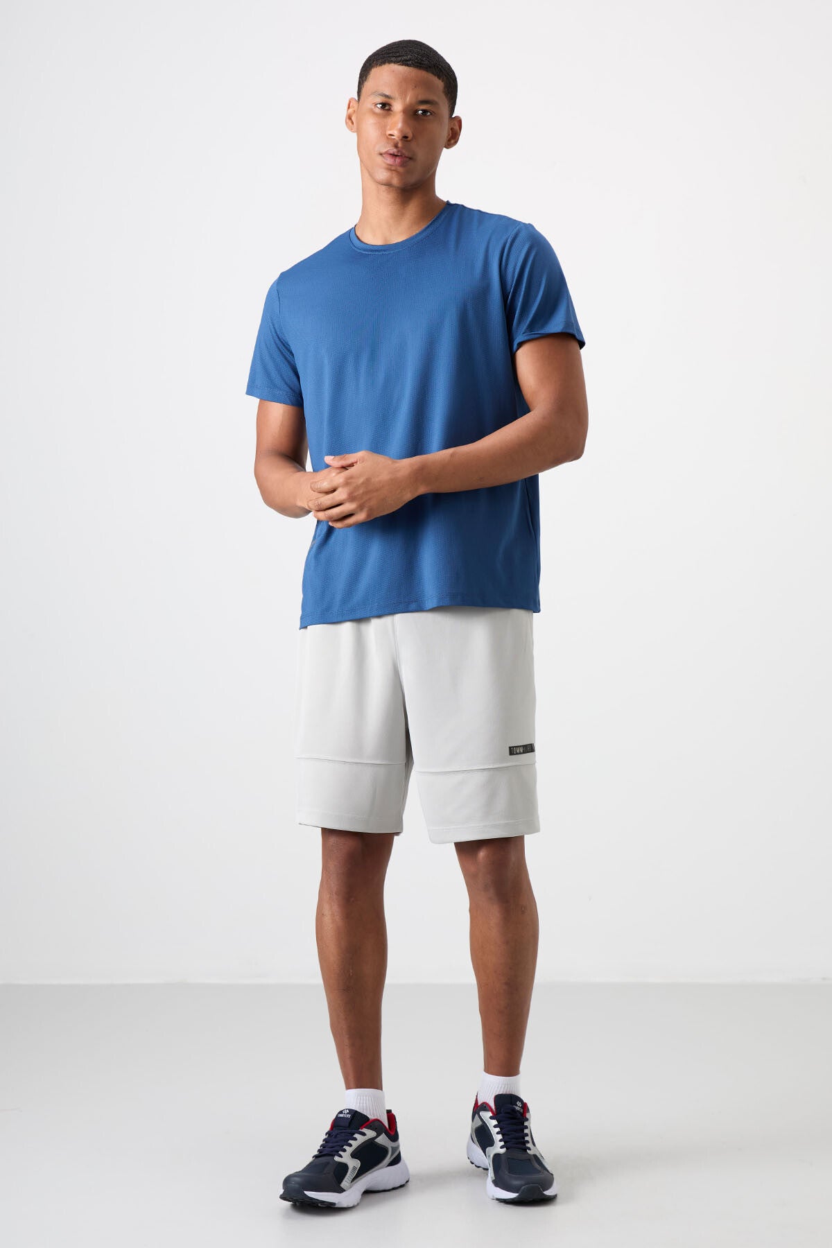 polyester nefes alan dokulu ince esnek standart fit erkek performans t-shirt - 88388 - Justyol