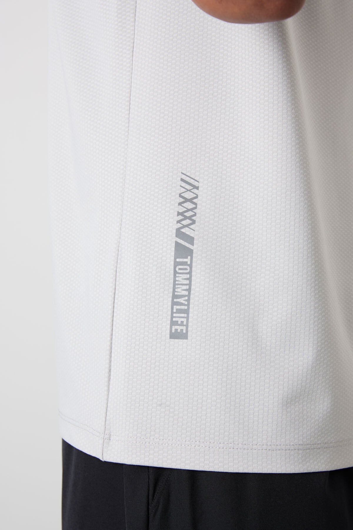 polyester nefes alan dokulu ince esnek standart fit erkek performans t-shirt - 88388 - Justyol
