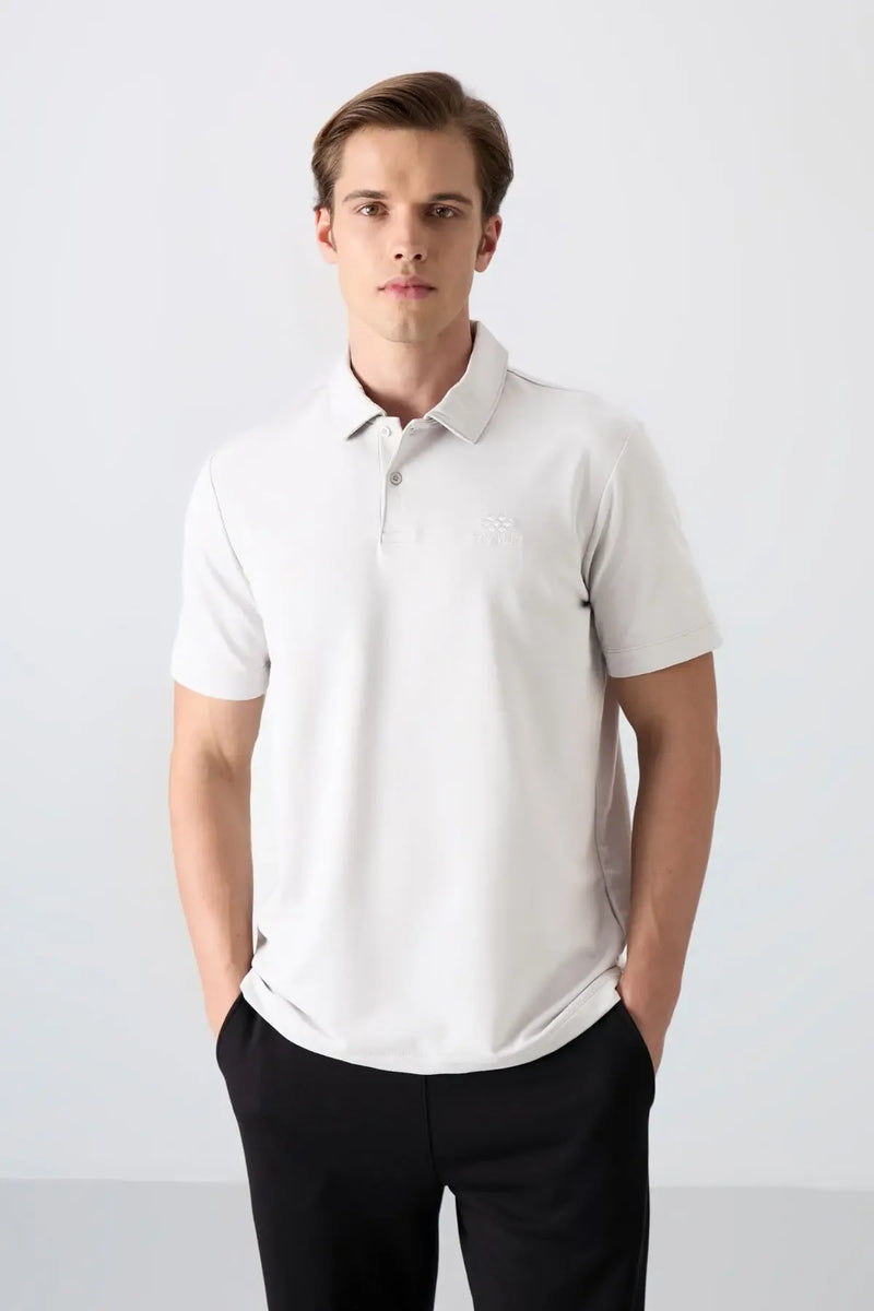 Polo homme en maille avec logo col polo coupe standard- 87748