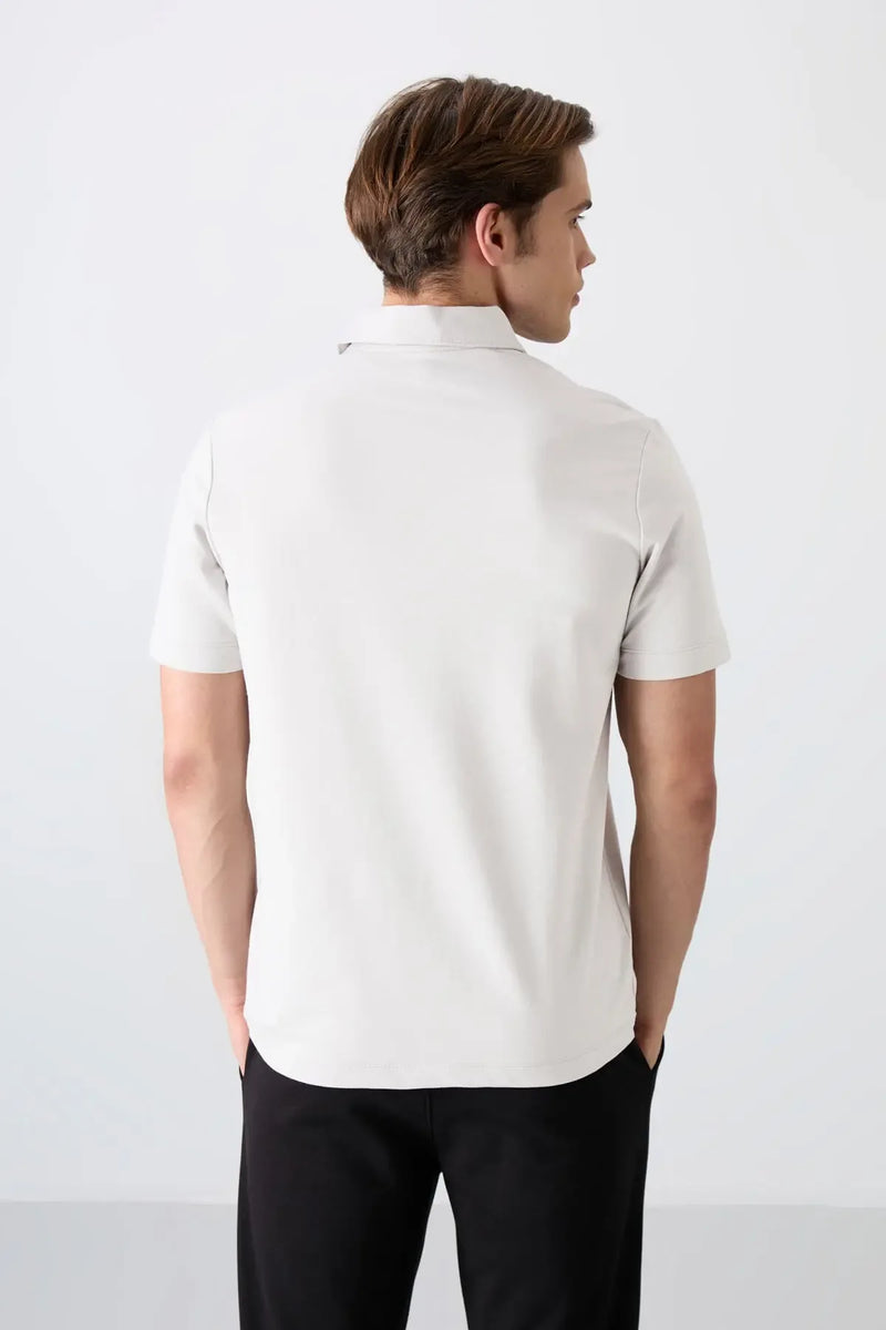 Polo homme en maille avec logo col polo coupe standard- 87748