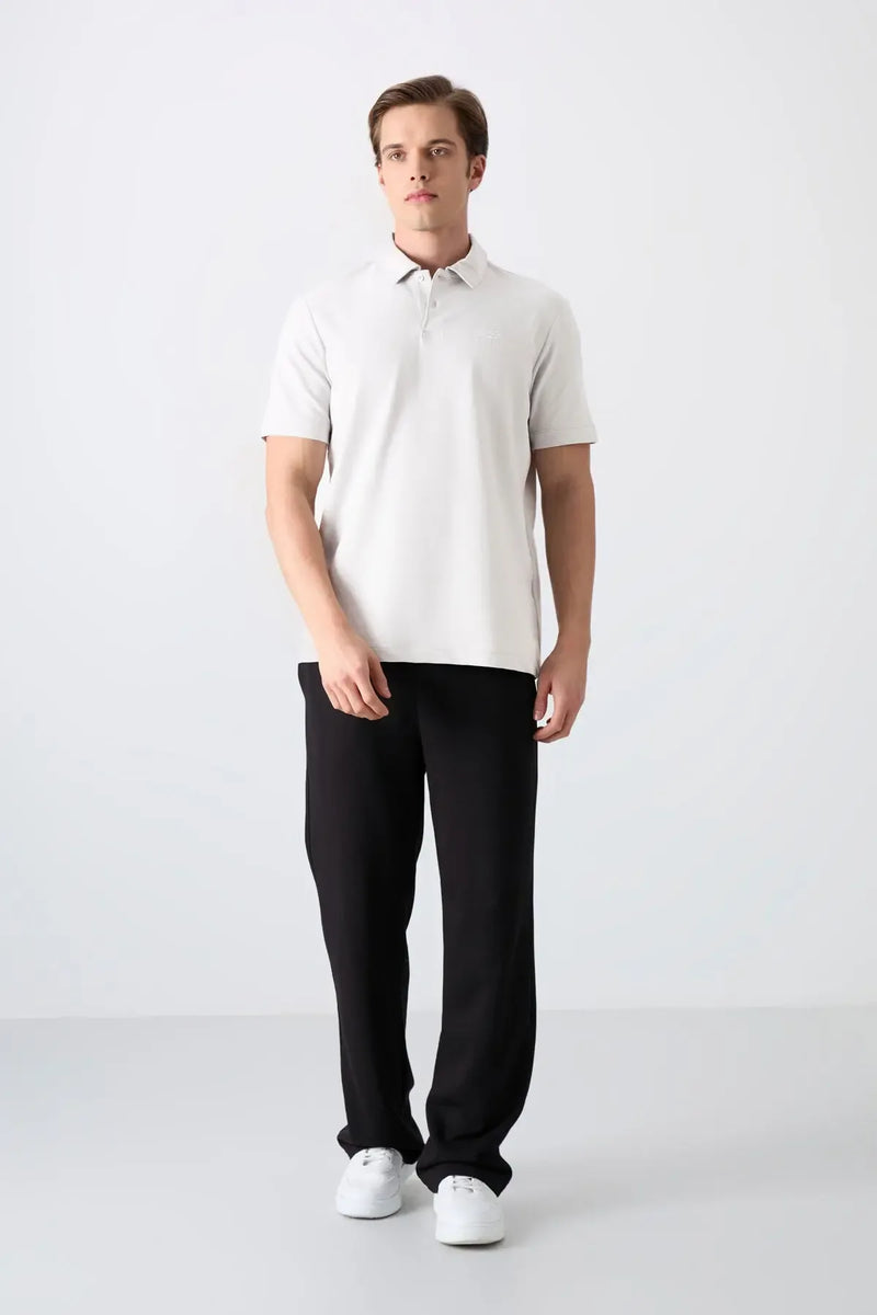 Polo homme en maille avec logo col polo coupe standard- 87748