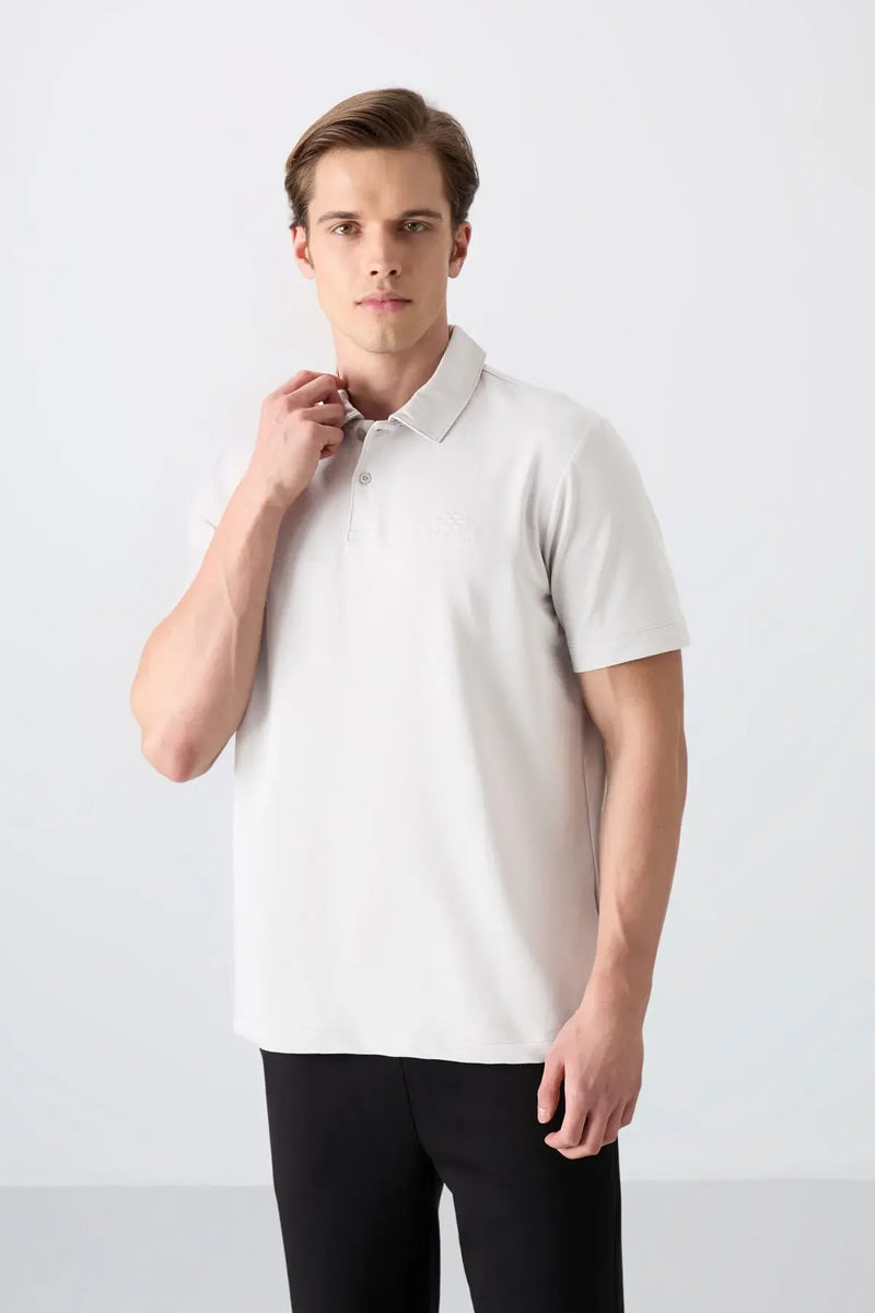 Polo homme en maille avec logo col polo coupe standard- 87748