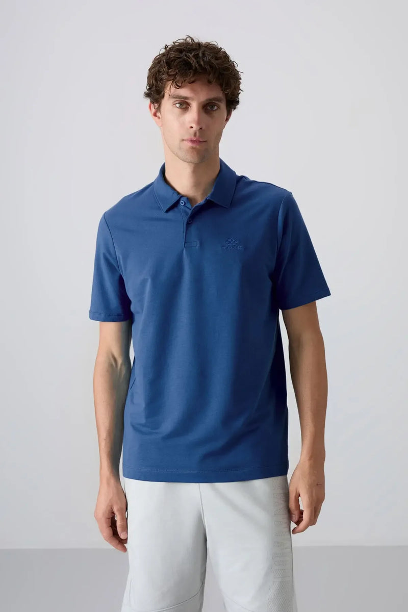 Polo homme en maille avec logo col polo coupe standard- 87748
