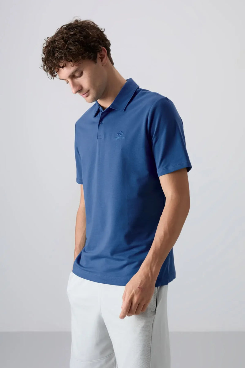 Polo homme en maille avec logo col polo coupe standard- 87748